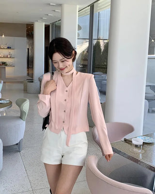 Tie jacket & blouse set