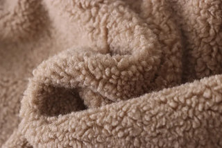 Suede hooded duffel button sheepskin coat