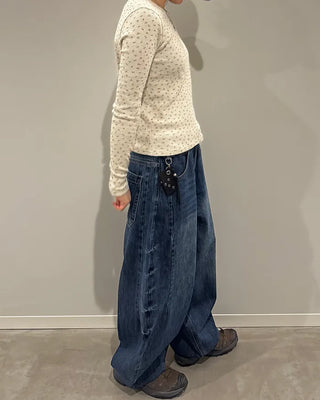 (Unisex) Washed Balloon Denim Pants
