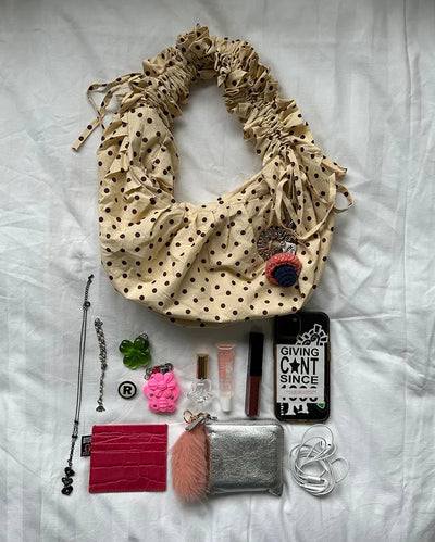 Dot Drawstring Shoulder Bag