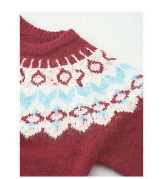 Nordic Pattern Round Neck Knit