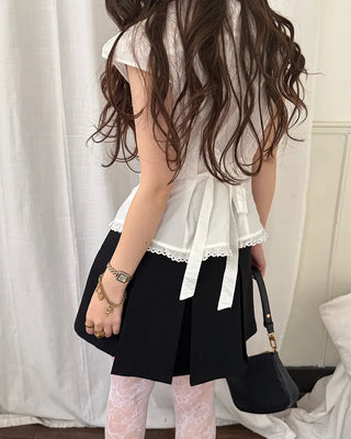 [1st Re-release] (ORIGINAL) Lace Ribbon Slim Blouse
