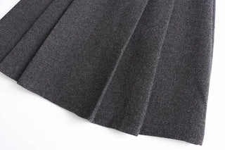 (2 colors) Two-pleat midi skirt