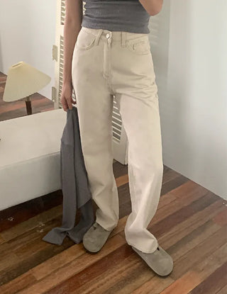Pigmented cotton long wide pants