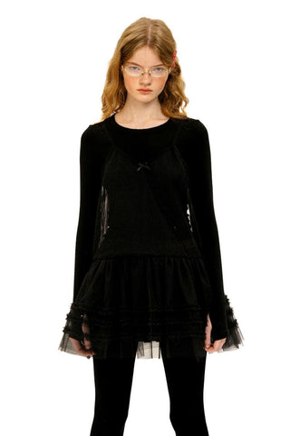 [Moromoro2] Layered Mesh Lace Camisole  Dress