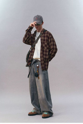[Monterest] Oversized Yarn-Dyed Plaid Shirt