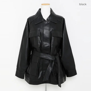 Oversized leather jacket