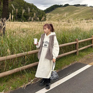 Fleece-lined hooded dress