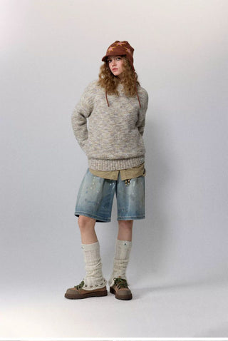 [Monterest] Multicolor Yarn Blend Crewneck Sweater