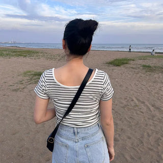 U-neck striped T-shirt