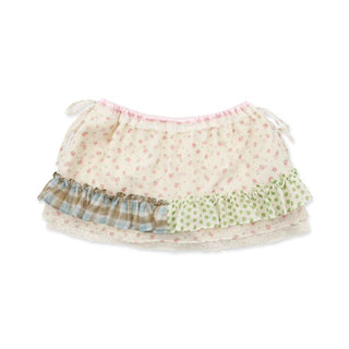 [Moromoro2] Patchwork Ruffle Floral Mini  Skirt
