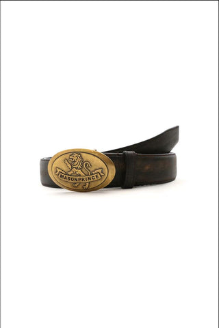 [MASONPRINCE] Cowhide Leather Lion Buckle Belt