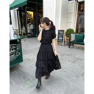 Can-can frill long skirt