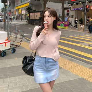 Washed denim skirt (3 colors)