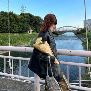 Oversized leather jacket