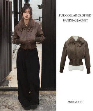 Model Recommendation: Elin Crop Banding Fur Shearling Jacket