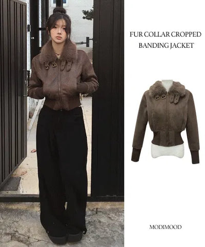 Model Recommendation: Elin Crop Banding Fur Shearling Jacket