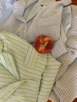 [Homewear] Striped Border Check Pajama Set