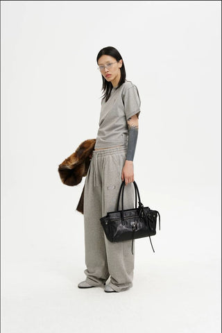 [MASONPRINCE] Cotton Pleated Wide Leg Sweatpants