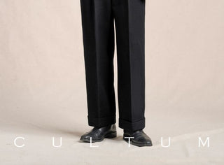 [CULTUM] 1930s Wool Twill Double Pleat Trousers