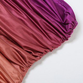 Ruched gradient irregular backless tube mini dress