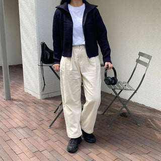 Raglan knit zip-up