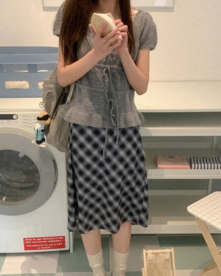 Ribbon U-neck puff knit