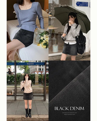 (Skort) Denim Skirt Pants - 4 sizes
