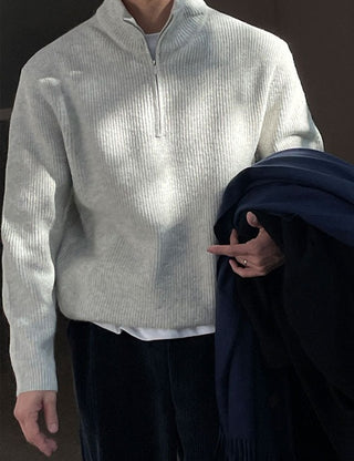 Good Fit Half-Zip Cashmere Hacci Knit (span fabric)