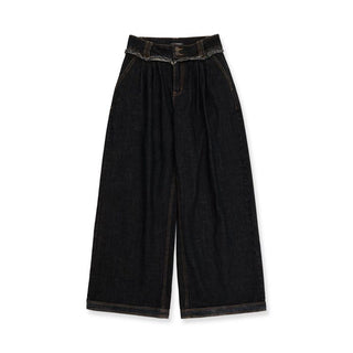 [Moromoro2] Frayed Waistband Wide Leg Jeans