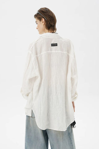 [MASONPRINCE] Breathable Linen Raw Edge Oversized Shirt