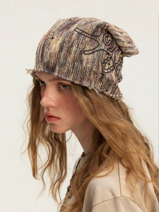 [Monterest] Starfish Print Distressed Knit Beanie