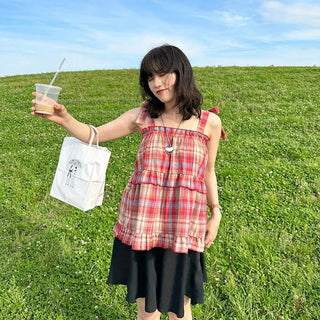 Checked camisole blouse
