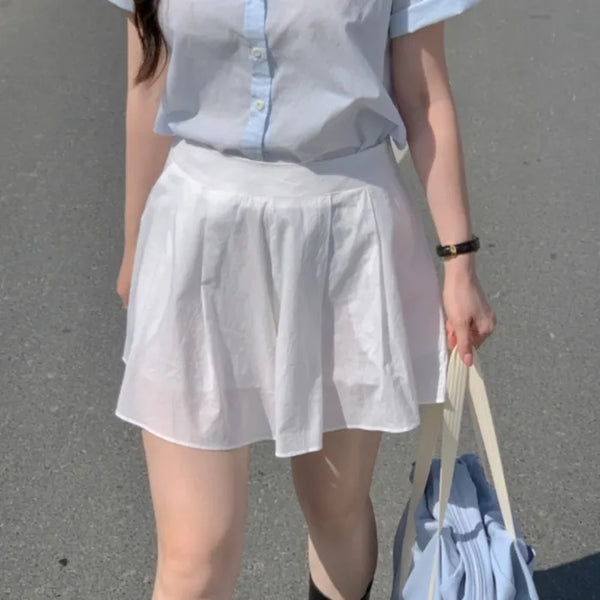 A-line flared mini skirt pants (2c)