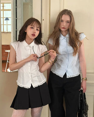 [1st Re-release] (ORIGINAL) Lace Ribbon Slim Blouse