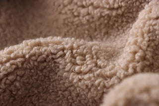 Suede hooded duffel button sheepskin coat