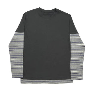 (2 colors) Striped Layered T-shirt