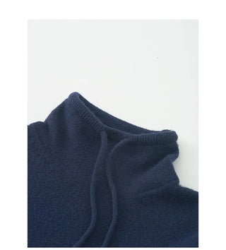 High-neck knit hoodie