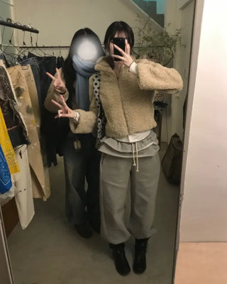 high neck fur zip-up (3color)