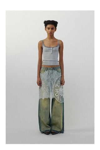 CONP Lace spliced €enim pants (blue)