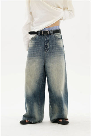 [MASONPRINCE] Snow Washed Wide Leg Denim Pants