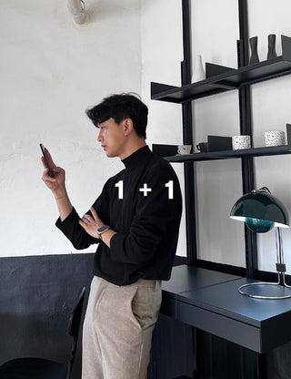 1 + 1 Half-Neck Warm Knit Tee (8 colors)