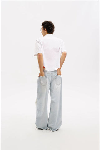 [MASONPRINCE] Frayed Hem Short Sleeve Shirt