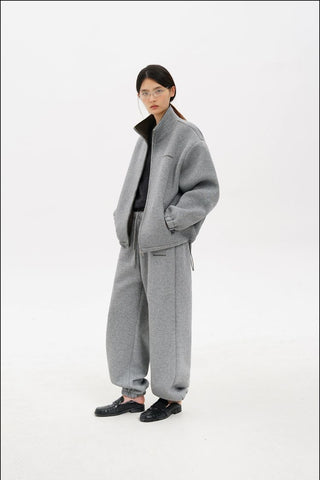 [MASONPRINCE] Heavyweight Air Layer Stand Collar Hoodie Set