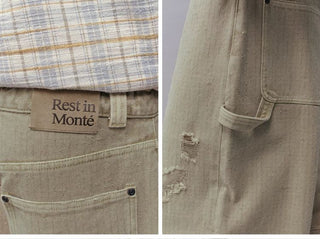 [Monterest] Distressed Washed Cotton Work Pants