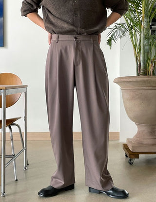Oyu Double-Pleat Wide Slacks (2 colors)
