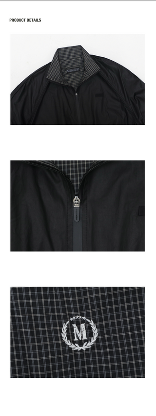 [MASONPRINCE] Stand Collar Double-Sided Plaid Jacket
