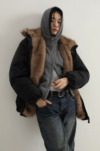 MASONPRINCE Faux Fur Down High-Neck Jacket