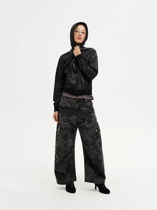 [MASONPRINCE] Curved Seam Camouflage Wide Leg Pants