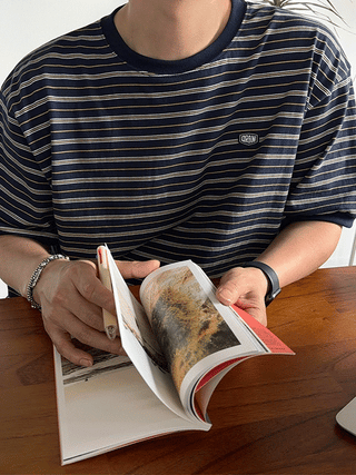 DRAW Striped Ringer 1/2 T-shirt